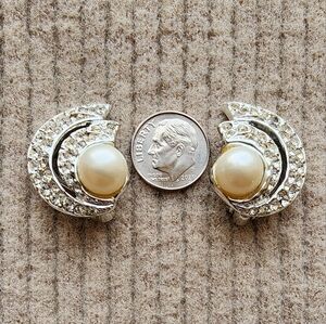 Pearl and Diamond Vintage Clip Earrings